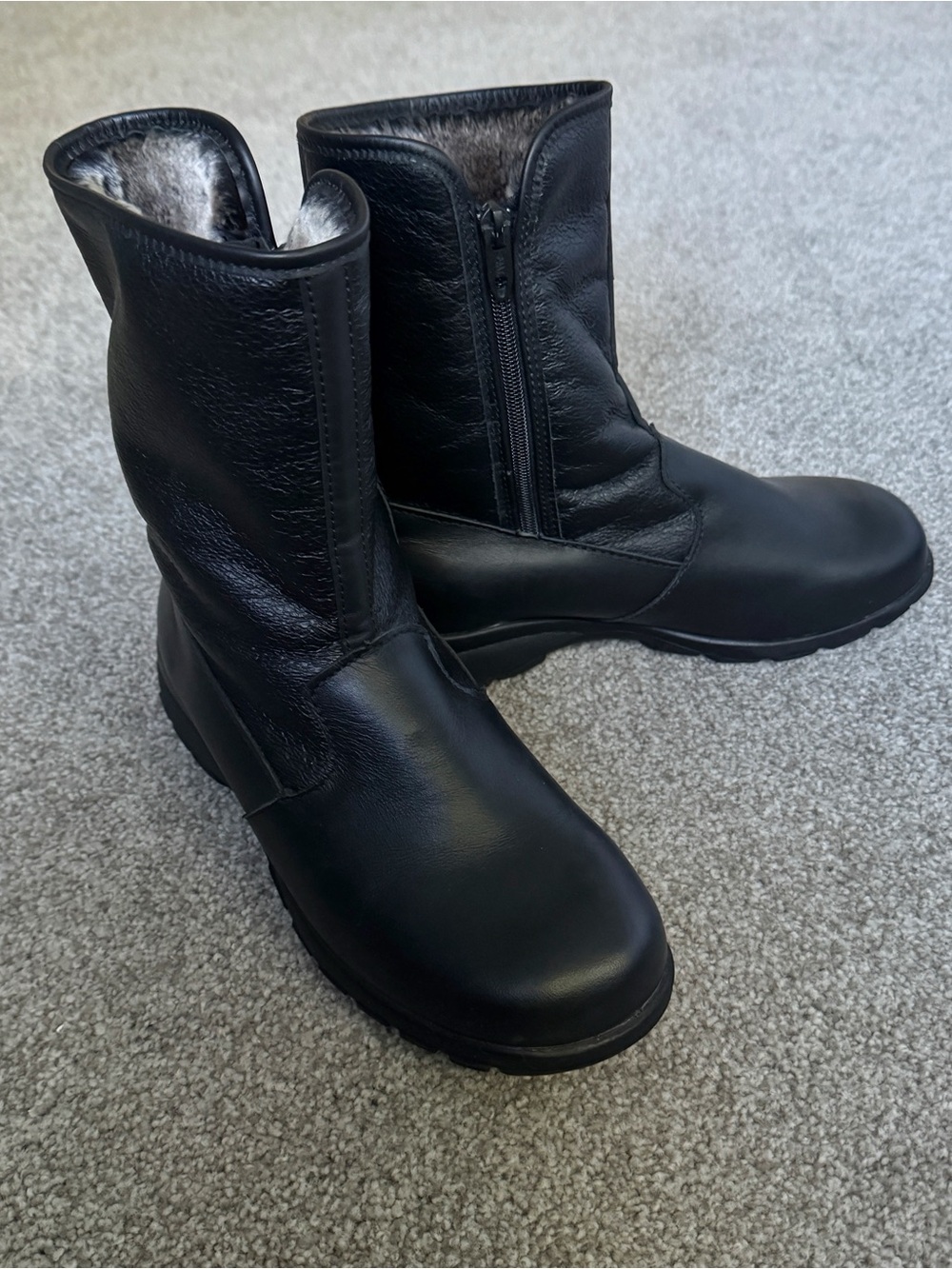 Toe Warmers Canada Black Leather Faux Fur Lined Shield Boots Waterproof 7.5W